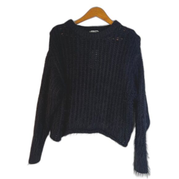 Universal Thread NWT Black Fuzzy Open Weave Sweater Neutral Grunge Size MD - Picture 1 of 10